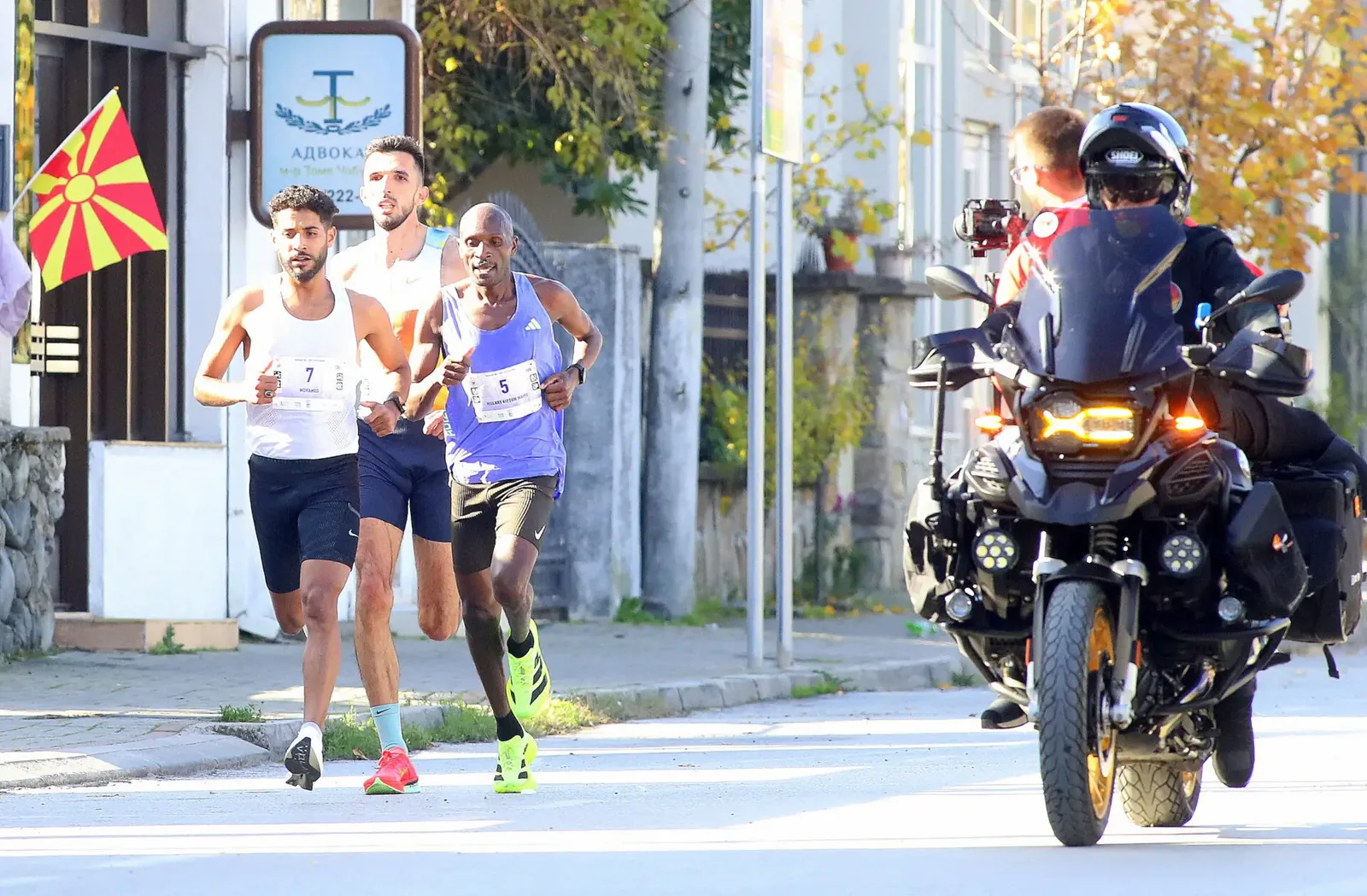 Elite runners on the streets of Gevgelija